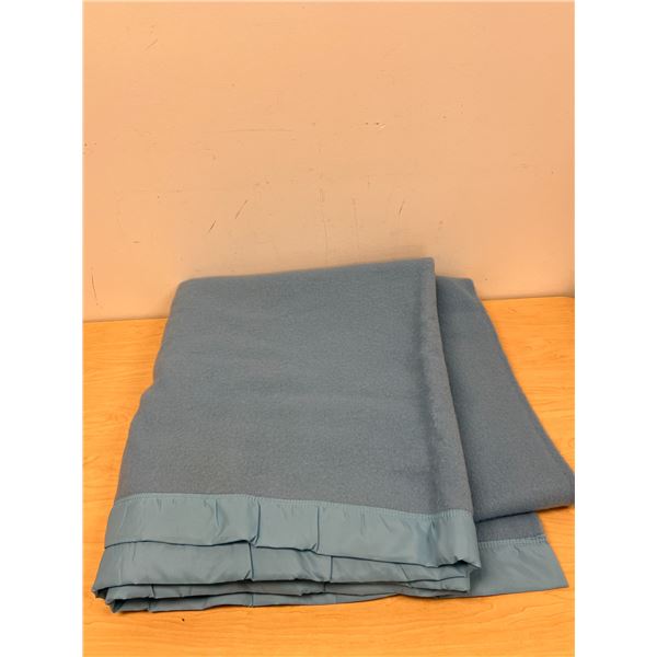 Huge Vintage Light Blue Wool Blanket - nice Approx: 96x92""