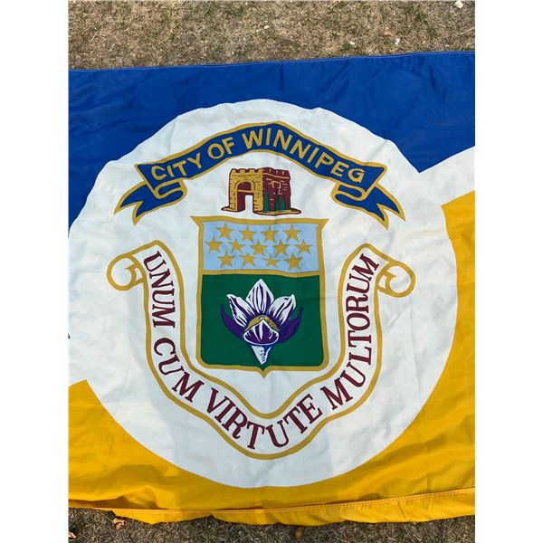 Vintage City of Winnipeg "Unum Cum Virtute Multorum" Flag - Large Approx: 108x54"