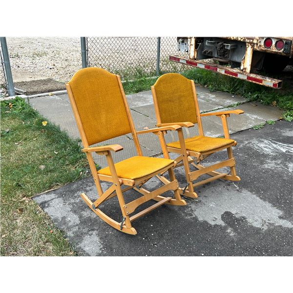 2 Canadian Wood Fold Up Rocking Chairs - High & Low Back Models - Clement 2318 & 2418