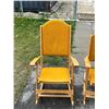 Image 2 : 2 Canadian Wood Fold Up Rocking Chairs - High & Low Back Models - Clement 2318 & 2418