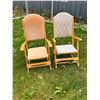 Image 1 : 2 Canadian Wood Fold Up High Back Rocking Chairs - Clement 2418 & St-Yves No.100