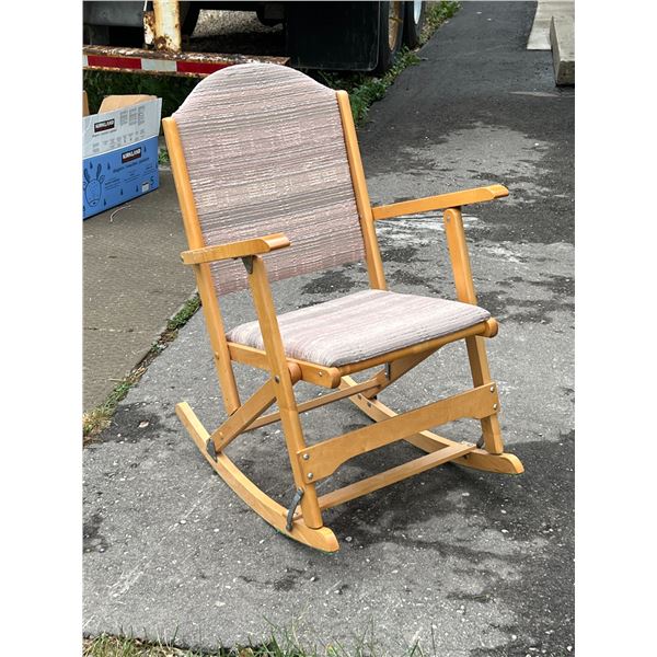 Canadian Wood Fold Up Low Back Rocking Chair - St-Yves No.101 - see all photos