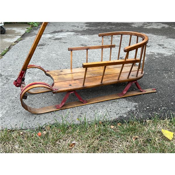 Locally Made Vintage Wooden Pull Sled Sleigh - nice - see all photos