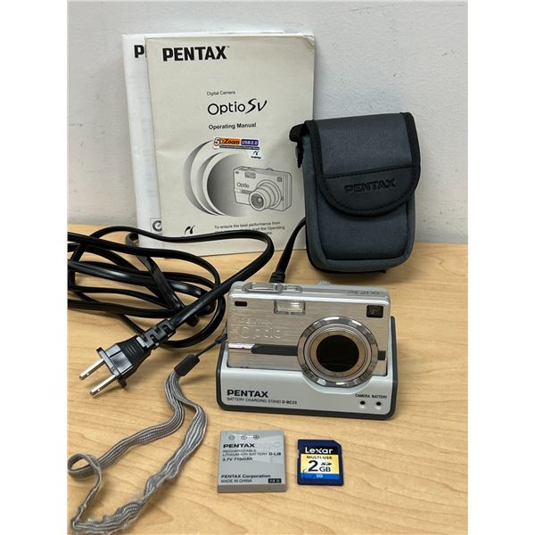 Pentax Optio SV Digital Camera 5 Mega pixels 5x Optical Zoom & Accessories as pictured