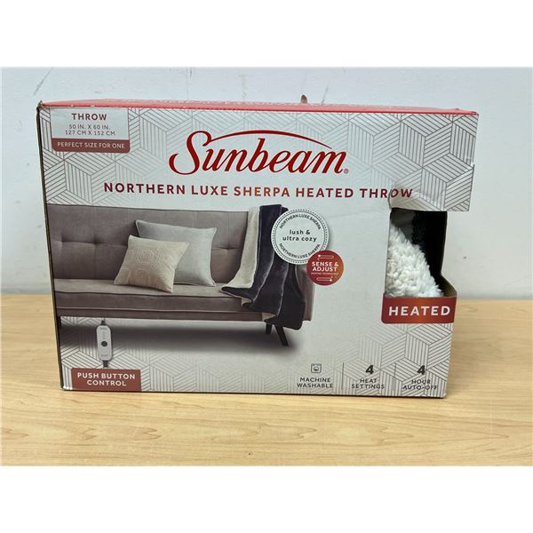 Sunbeam Northern Luxe Sherpa Heated Throw Blanket 50x60" - see all photos