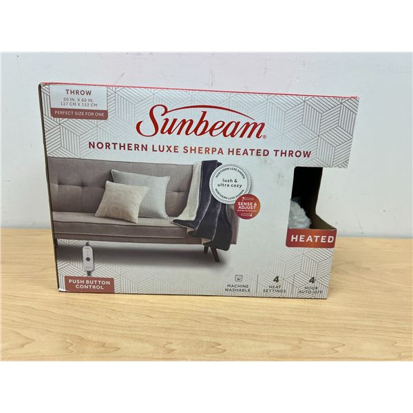 Sunbeam Northern Luxe Sherpa Heated Throw Blanket 50x60" - see all photos