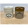 Image 1 : 2 Mini Crock Canister / Storage Jars - tallest 4.25"