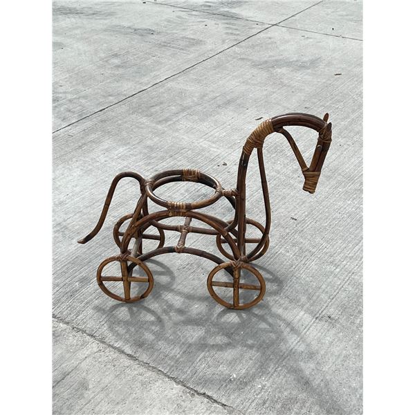 Bamboo Wicker Figural Horse Plant Holder - Approx: 26"W 20.5"T