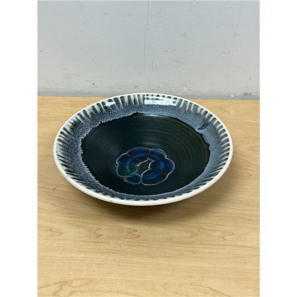 Highly Detailed Artist Signed Studio Art Pottery Dish / Catchall - 9.5"