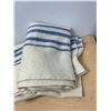 Image 2 : 2 Blue Striped Wool Blankets - good condition - Approx: 80x62"