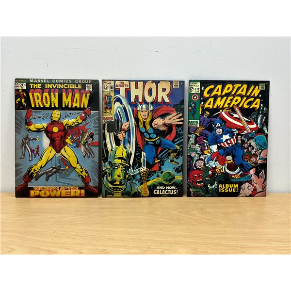 3 Embossed Metal Marvel Comics Wall Art 9x13" - see all photos