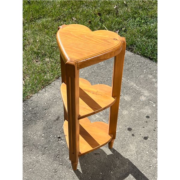 Heart Shaped Wooden 3 Tier Shelf / Plant Stand - Approx: 31.5"T 13"W