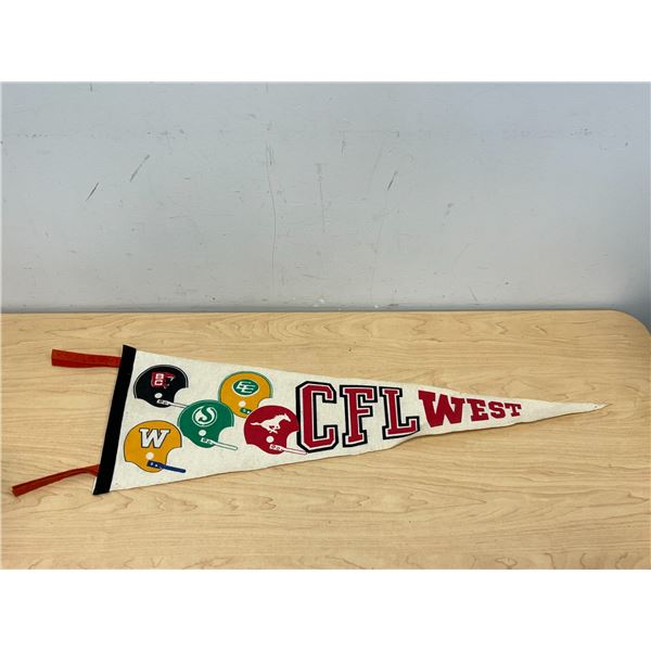 Vintage CFL West Canadian Football League Pennant 27"