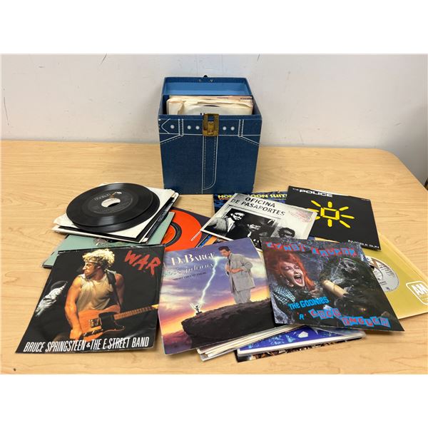 60 Vinyl 45s Records with Carry Case - nice collection, see photos for samples
