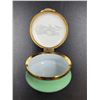 Image 3 : Crummles & Co England Green Enamel Hinged Tinket Box w/ Spring Flowers