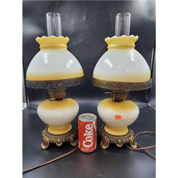 Vintage Floral Hand Painted Hurricane Lamps