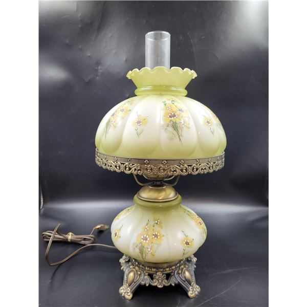 Vintage Colonial Floral Hand Painted Hurricane Lamp
