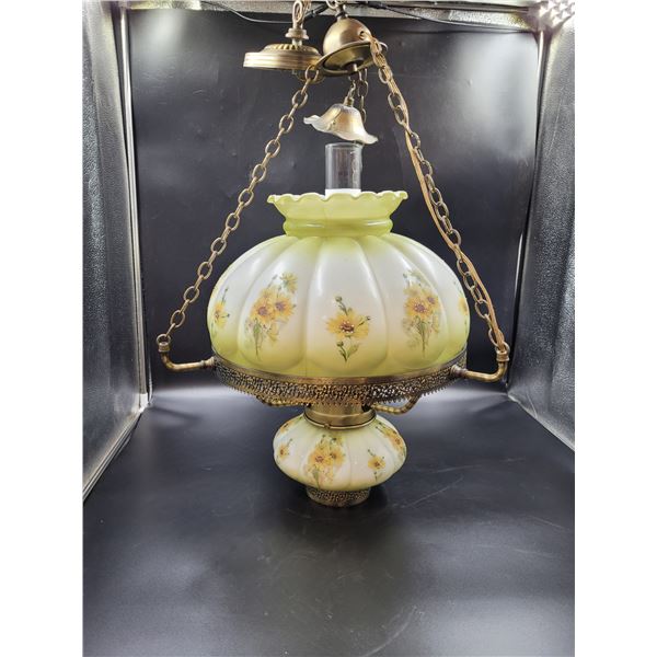 Vintage Colonial Floral Hand Painted Hanging Hurricane Lamp
