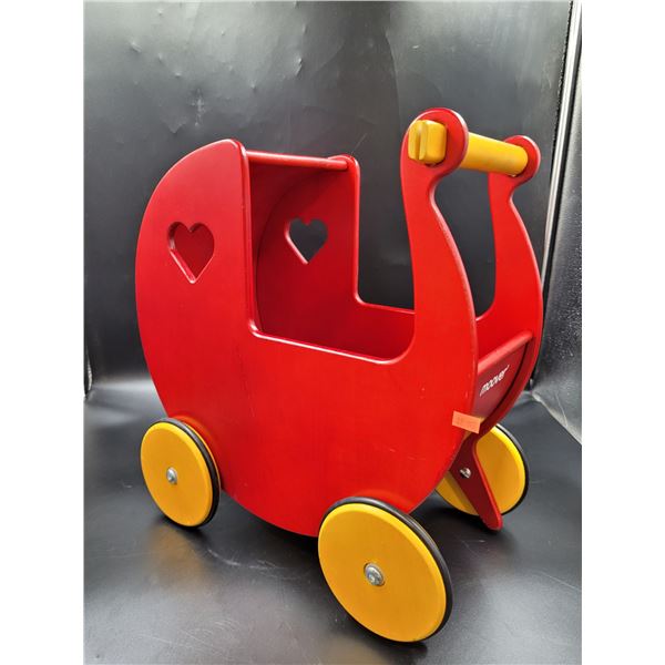 Moover Red Wood Toy Baby Doll Carriage Stroller