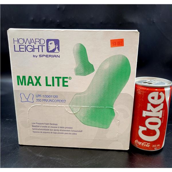 *New In Box* Howard Light LPF-1-D Max Lite Disposable Foam Uncorded Earplugs
