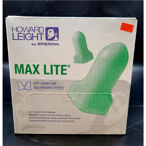 *New In Box* Howard Light LPF-1-D Max Lite Disposable Foam Uncorded Earplugs