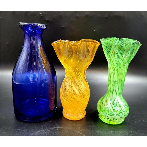Vintage Fluted Art Glass Vases