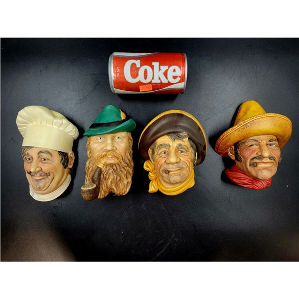 Vintage Chalkware Heads Made In England