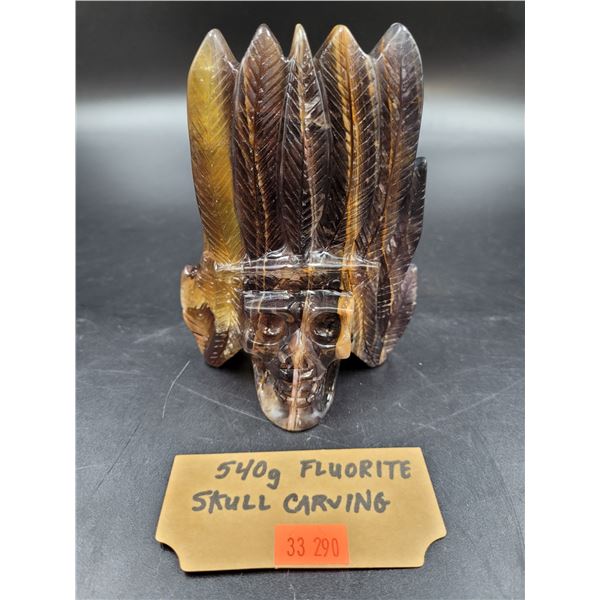 540g Fluorite Skull Carving
