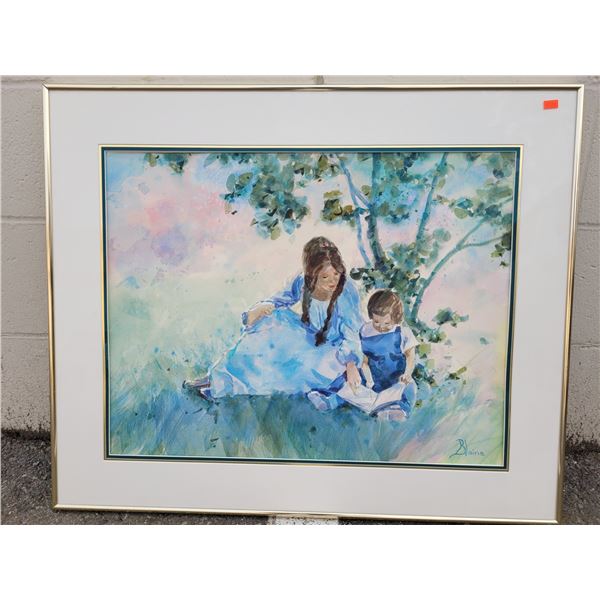 Framed Mother & Daughter Water Color Painting By Blaine