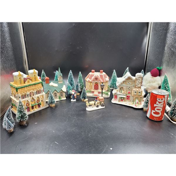 Porcelain Christmas Village Buildings and Accessories