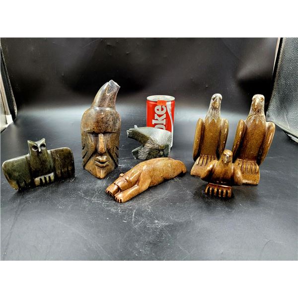 Signed H. Moose Stone Animal Carvings