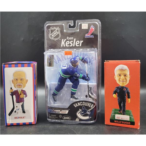 NHL Ryan Kesler Figurine, Wally Buono & Don Cherry Bobbleheads