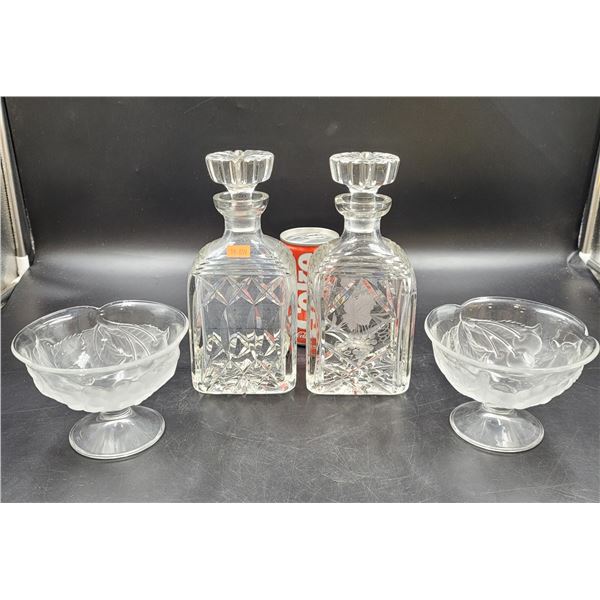 Crystal Decanters & Ice Cream Bowls
