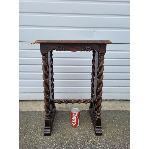 Antique Wooden Barley Twist Side Table