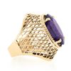 Image 5 : Vintage 14k Gold Oval Synthetic Alexandrite Crisscross Open Work Solitaire Ring