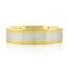 Image 5 : Men's Solid 18k Yellow Gold & Platinum 6mm Wide Brushed Finish Wedding Band Ring