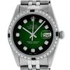 Image 1 : Rolex Mens Stainless Steel 36mm Green Vignette Diamond Datejust Wristwatch