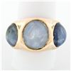 Image 1 : Men's Vintage Bold 14k Rose Gold 34.25 ctw Bezel Oval Star Sapphire 3 Stone Ring
