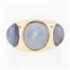Image 4 : Men's Vintage Bold 14k Rose Gold 34.25 ctw Bezel Oval Star Sapphire 3 Stone Ring