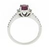 Image 7 : 14k White Gold Oval Pinkish Red Spinel Solitaire & Round Diamond Accents Ring
