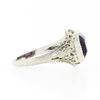 Image 5 : Antique Art Deco 10K Gold Bezel Amethyst Solitaire w/ Open Filigree Petite Ring