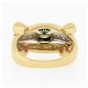 Image 6 : 14K TT Gold.92 ctw Oval Sapphire Solitaire Diamond Ruby Sideways Scroll Band Rin