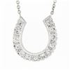 Image 2 : Vintage 14k White Gold .39 ctw Round Pave Diamond Lucky Horseshoe Pendant Neckla