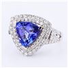 Image 2 : 3.38 ctw Tanzanite and 0.97 ctw Diamond 14K White Gold Ring