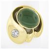 Image 1 : Large Modernist 18k Gold Oval Bezel Tourmaline & Diamond Polished Geometric Ring