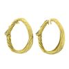 Image 4 : 18K Yellow Gold Polished Finish Sculpted Textured Hoop Huggie Clip On Earrings