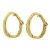 Image 5 : 18K Yellow Gold Polished Finish Sculpted Textured Hoop Huggie Clip On Earrings