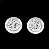 Image 2 : New 14k White Gold .84 ctw Martini Bezel Set Round Brilliant Diamond Stud Earrin