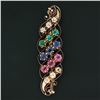 Image 6 : Antique Arts & Crafts 14k Gold GIA Sapphire Ruby & Emerald Swirl Leaf Brooch Pin