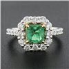 Image 2 : NEW 18k TT Gold 2.51 ctw GIA Colombia Green Emerald w/ Diamond Halo Cocktail Rin